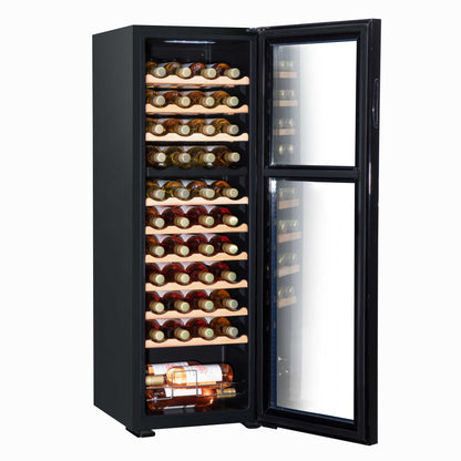 Baridi 44 Bottle Dual Zone Wine Cooler, Fridge, Touch Screen Controls, Wooden Shelves, LED - DH92