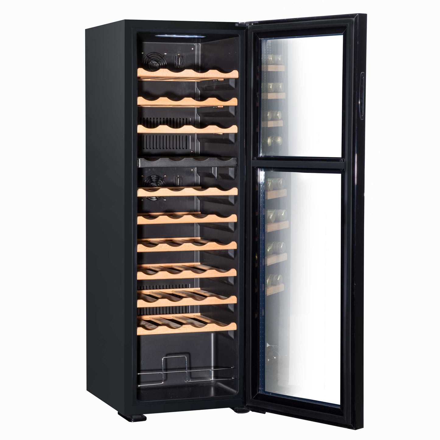 Baridi 44 Bottle Dual Zone Wine Cooler, Fridge, Touch Screen Controls, Wooden Shelves, LED - DH92