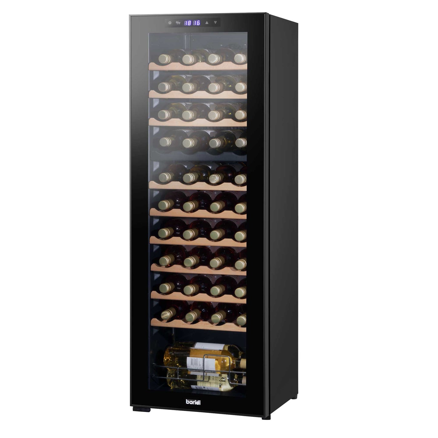 Baridi 44 Bottle Dual Zone Wine Cooler, Fridge, Touch Screen Controls, Wooden Shelves, LED - DH92