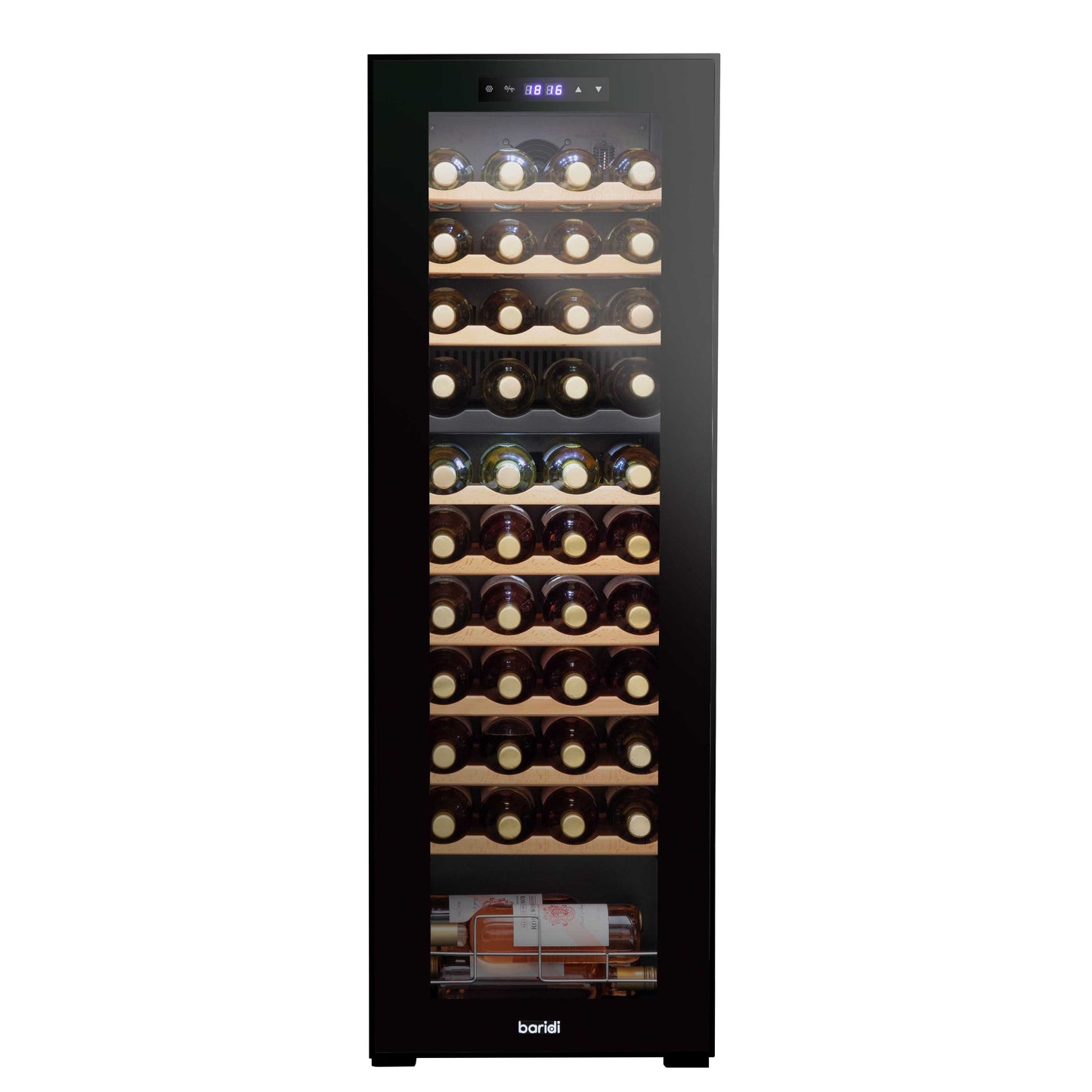 Baridi 44 Bottle Dual Zone Wine Cooler, Fridge, Touch Screen Controls, Wooden Shelves, LED - DH92