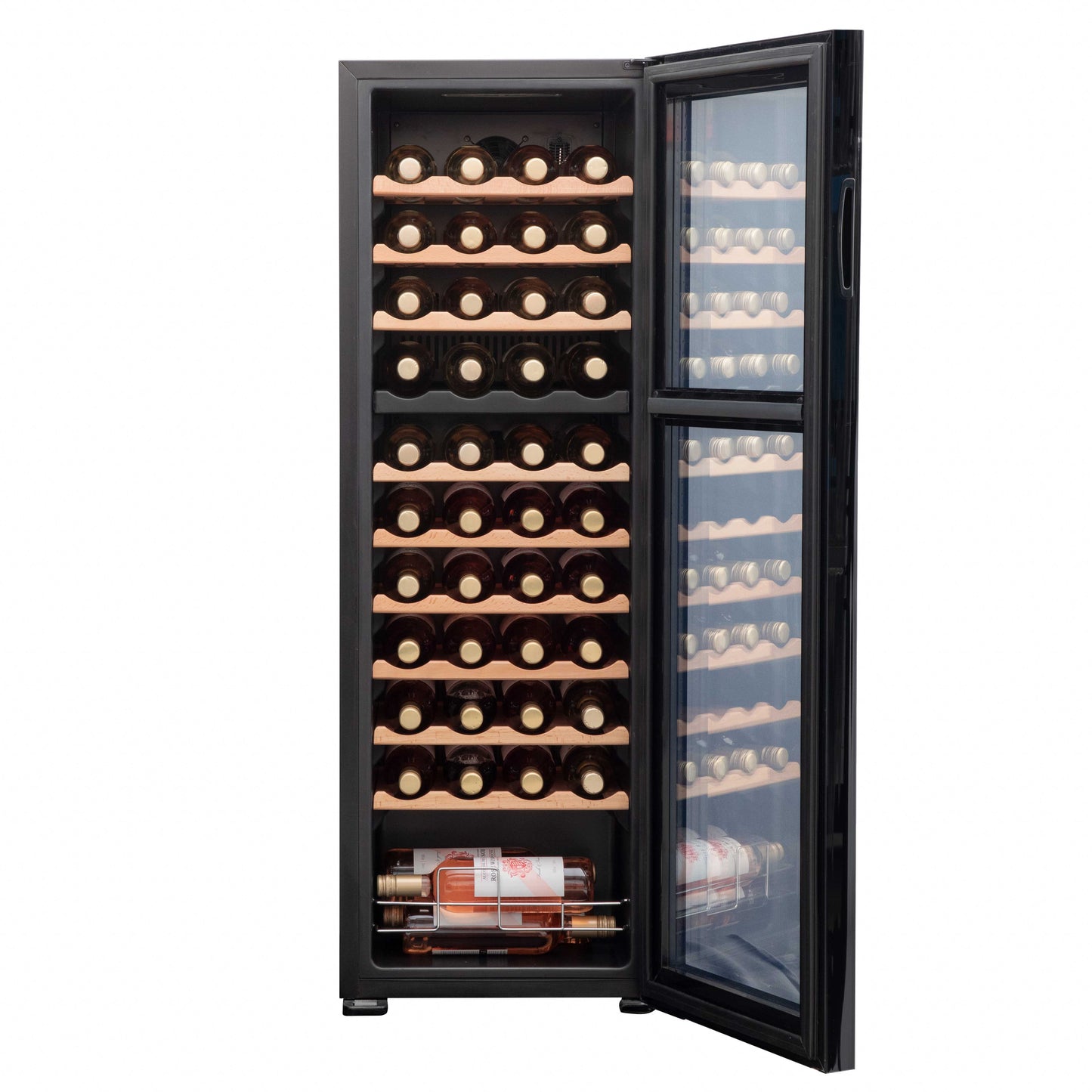 Baridi 44 Bottle Dual Zone Wine Cooler, Fridge, Touch Screen Controls, Wooden Shelves, LED - DH92