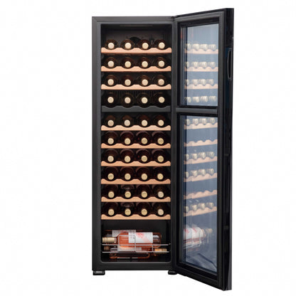 Baridi 44 Bottle Dual Zone Wine Cooler, Fridge, Touch Screen Controls, Wooden Shelves, LED - DH92