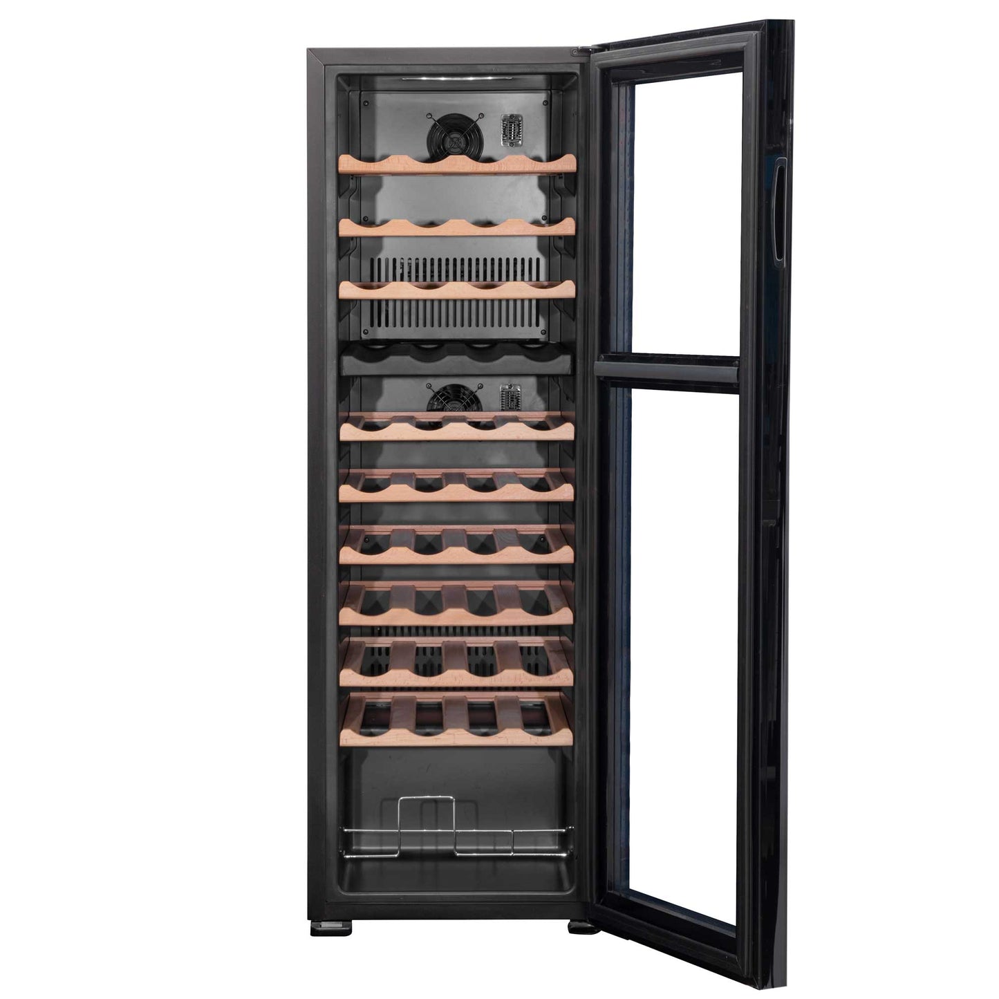 Baridi 44 Bottle Dual Zone Wine Cooler, Fridge, Touch Screen Controls, Wooden Shelves, LED - DH92