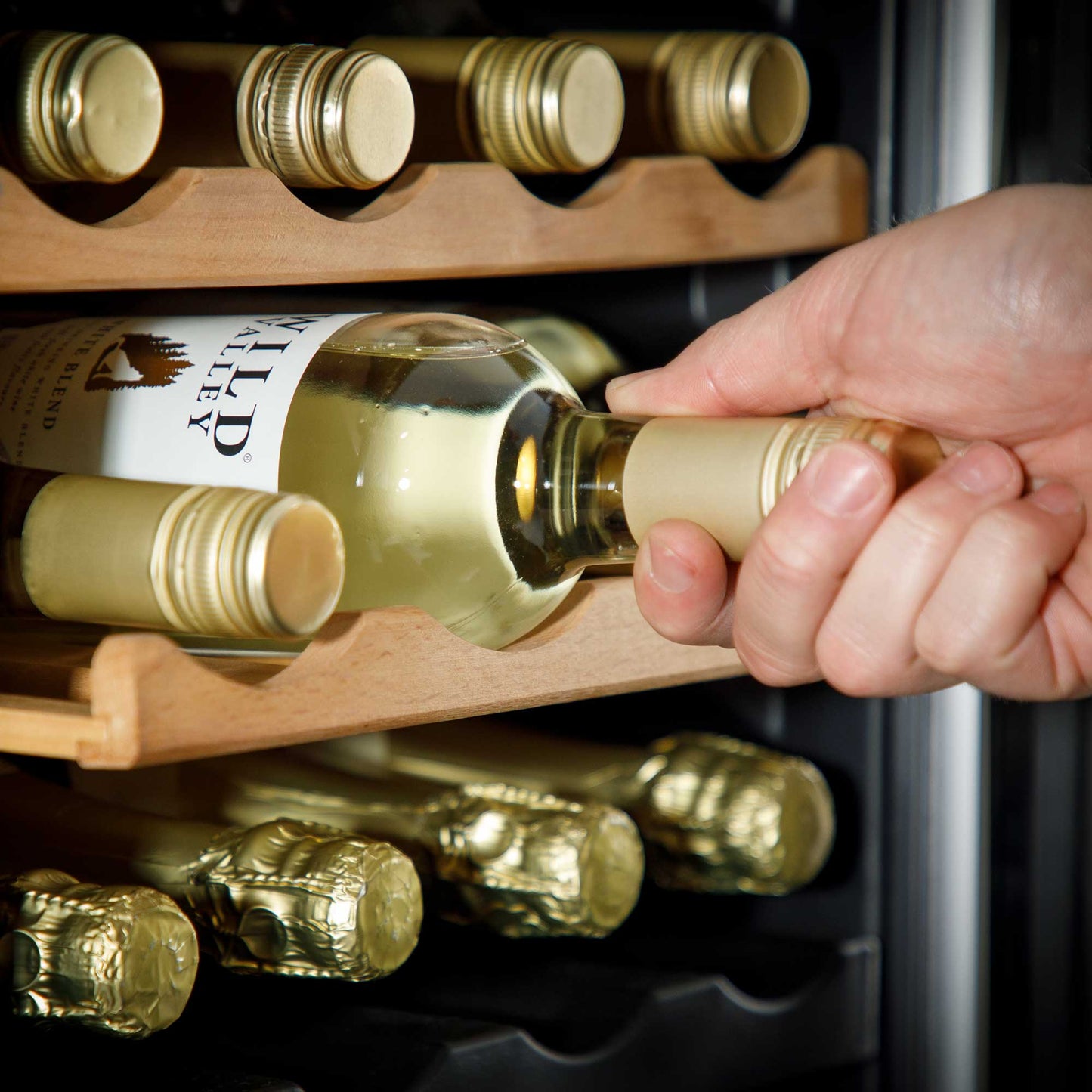 Baridi 55 Bottle Dual Zone Wine Cooler, Fridge, Touch Controls, Wooden Shelves, LED - DH93