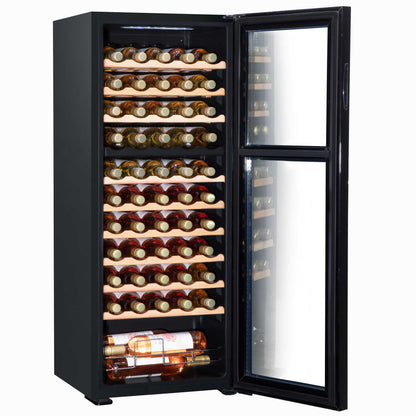 Baridi 55 Bottle Dual Zone Wine Cooler, Fridge, Touch Controls, Wooden Shelves, LED - DH93