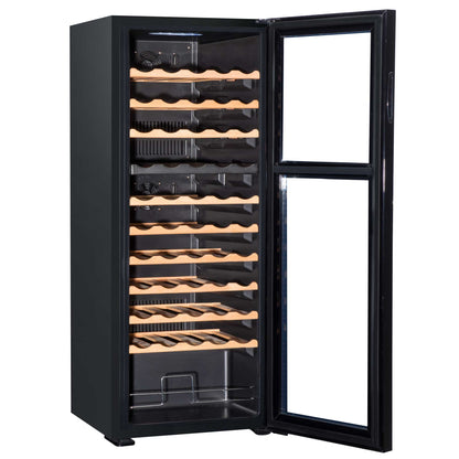 Baridi 55 Bottle Dual Zone Wine Cooler, Fridge, Touch Controls, Wooden Shelves, LED - DH93