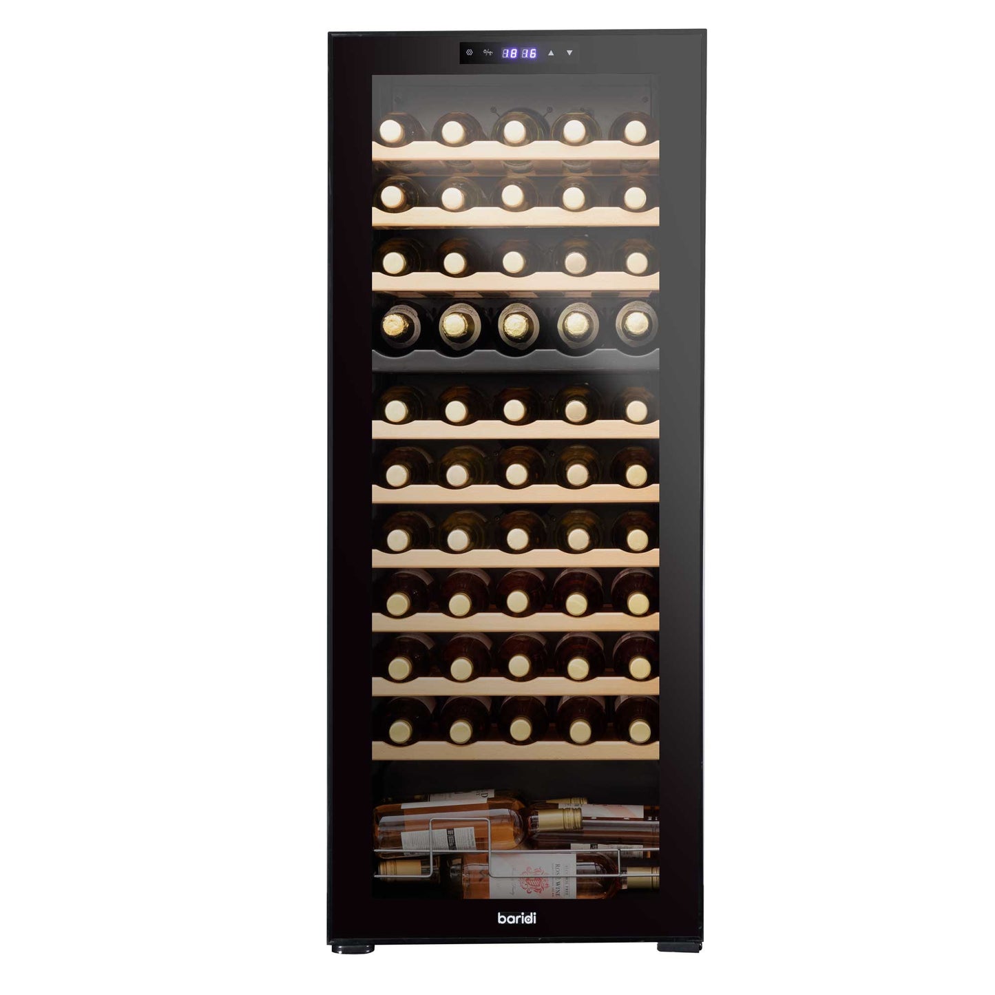 Baridi 55 Bottle Dual Zone Wine Cooler, Fridge, Touch Controls, Wooden Shelves, LED - DH93