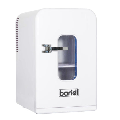 Baridi 15L Mini Fridge Cooler, 12V/230V, For Makeup, Cars, Bedrooms, Camping, White - DH94