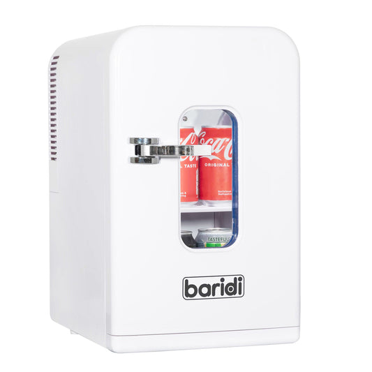Baridi 15L Mini Fridge Cooler, 12V/230V, For Makeup, Cars, Bedrooms, Camping, White - DH94