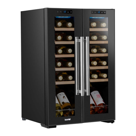 Baridi 24 Bottle Dual Zone Wine Cooler, Fridge, Touch Screen, LED Light, Mirror Glass Door - DH97
