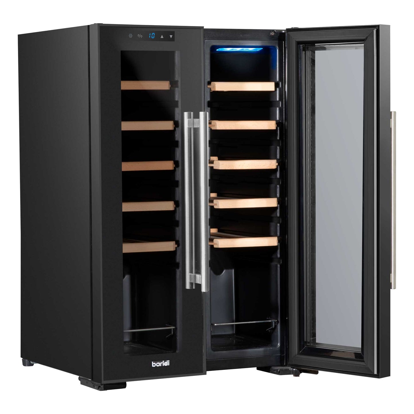 Baridi 24 Bottle Dual Zone Wine Cooler, Fridge, Touch Screen, LED Light, Mirror Glass Door - DH97