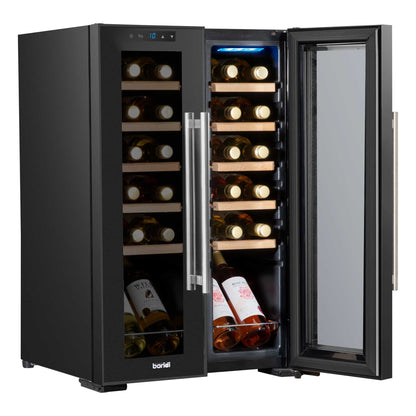 Baridi 24 Bottle Dual Zone Wine Cooler, Fridge, Touch Screen, LED Light, Mirror Glass Door - DH97