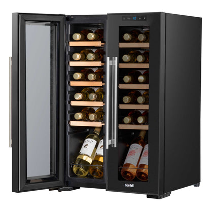 Baridi 24 Bottle Dual Zone Wine Cooler, Fridge, Touch Screen, LED Light, Mirror Glass Door - DH97