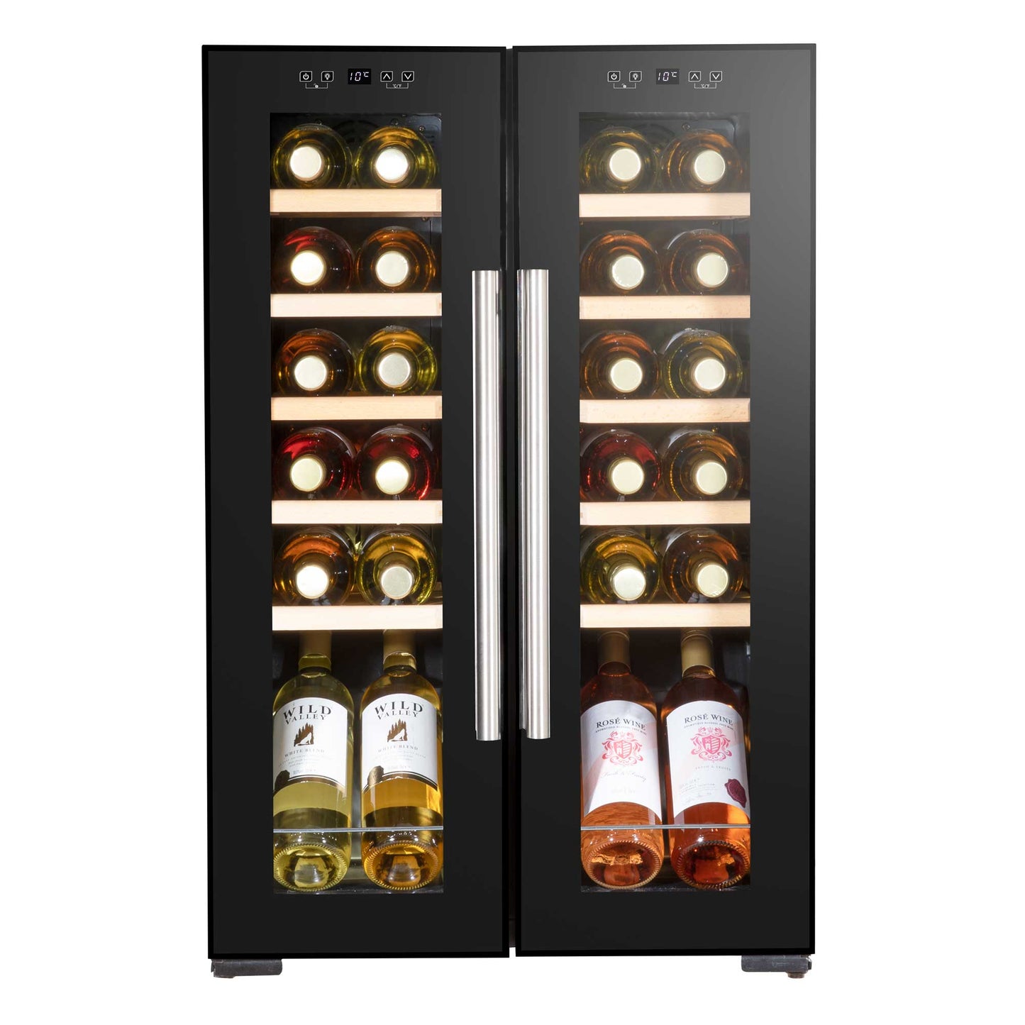 Baridi 24 Bottle Dual Zone Wine Cooler, Fridge, Touch Screen, LED Light, Mirror Glass Door - DH97