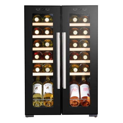 Baridi 24 Bottle Dual Zone Wine Cooler, Fridge, Touch Screen, LED Light, Mirror Glass Door - DH97