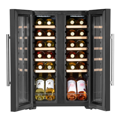 Baridi 24 Bottle Dual Zone Wine Cooler, Fridge, Touch Screen, LED Light, Mirror Glass Door - DH97