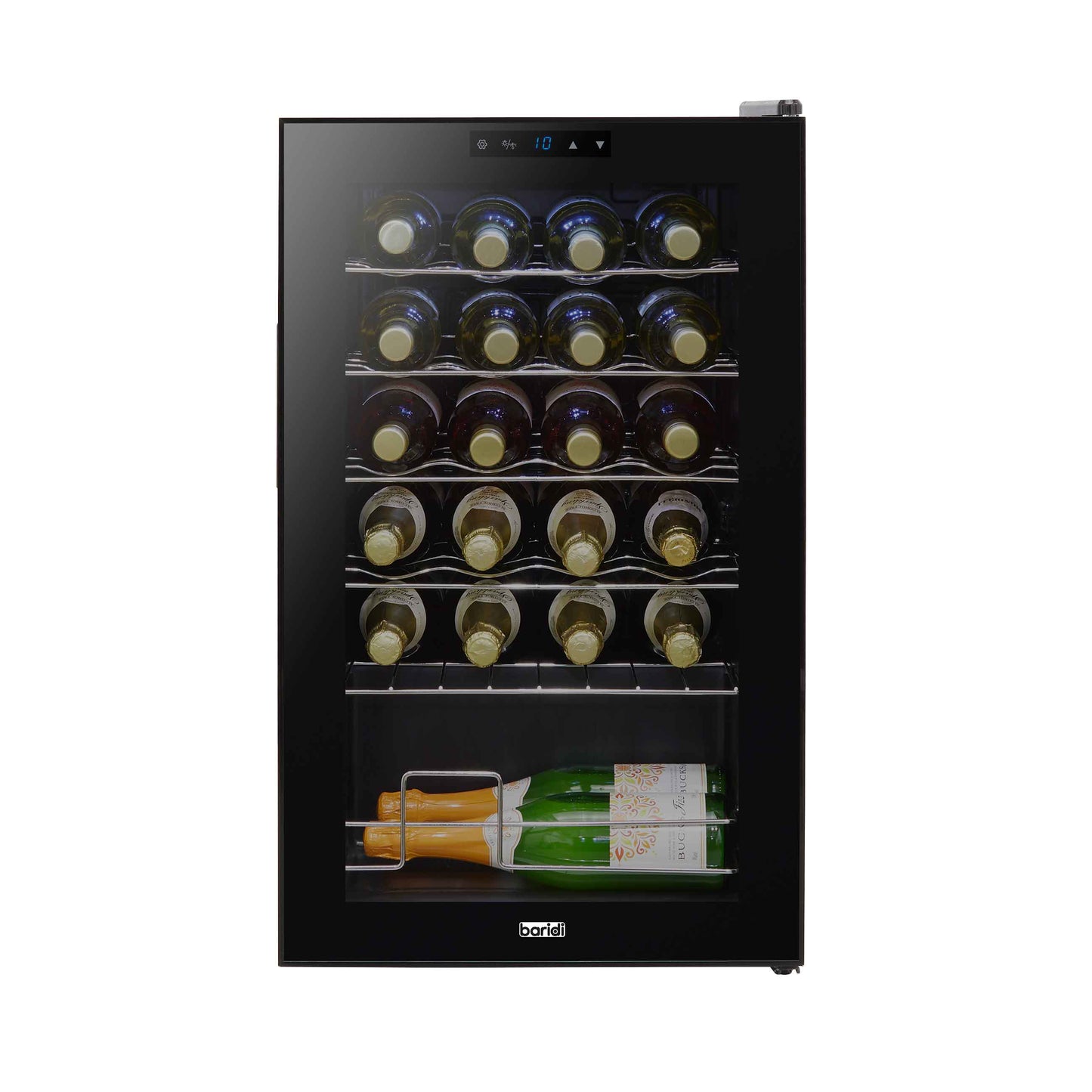 Baridi 24 Bottle Wine Cooler Fridge with Digital Touch Screen Controls & LED Light, Black - DH9