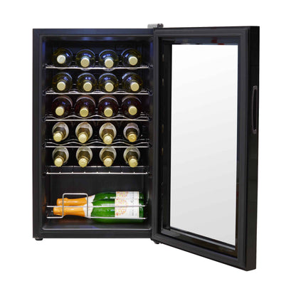 Baridi 24 Bottle Wine Cooler Fridge with Digital Touch Screen Controls & LED Light, Black - DH9