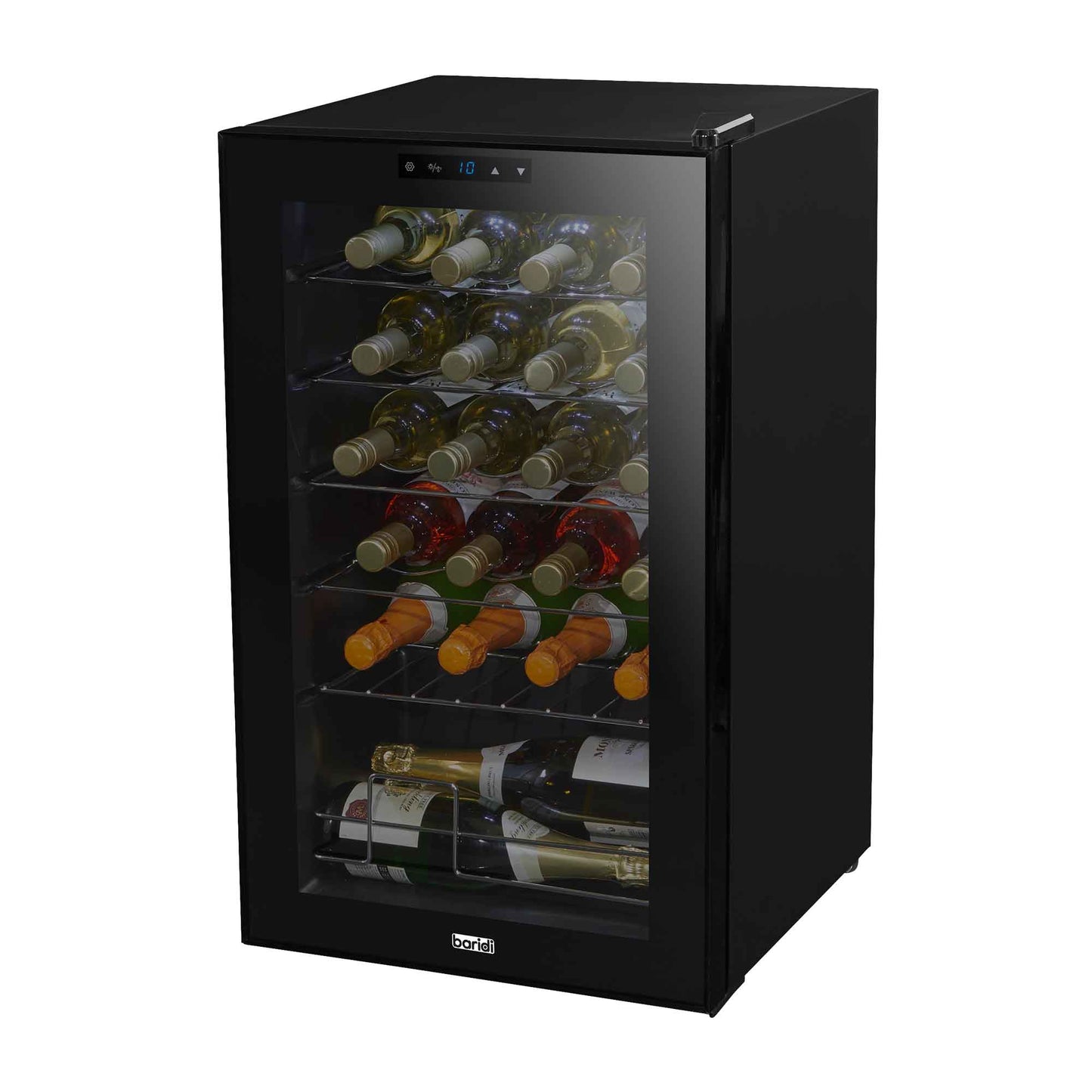 Baridi 24 Bottle Wine Cooler Fridge with Digital Touch Screen Controls & LED Light, Black - DH9