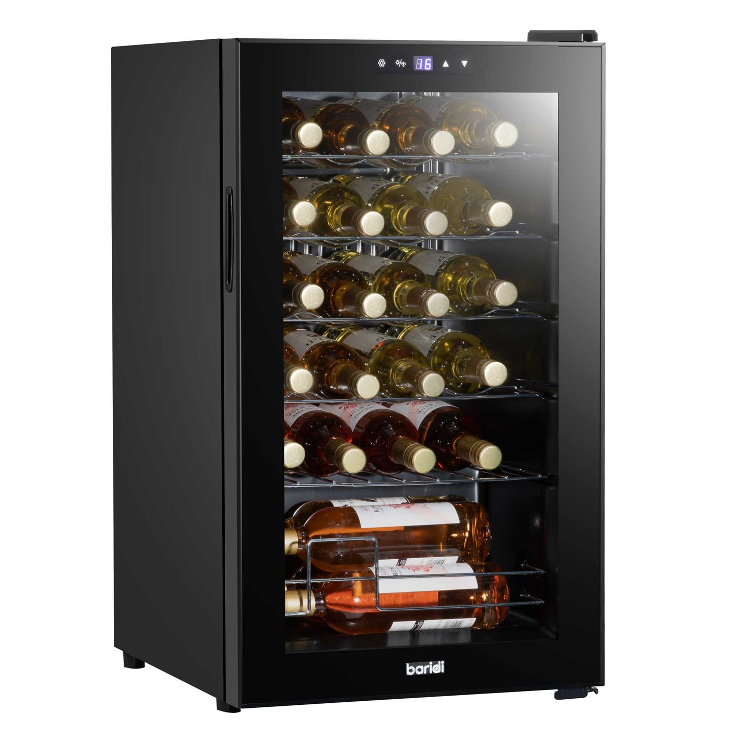 Baridi 24 Bottle Wine Cooler Fridge with Digital Touch Screen Controls & LED Light, Black - DH9