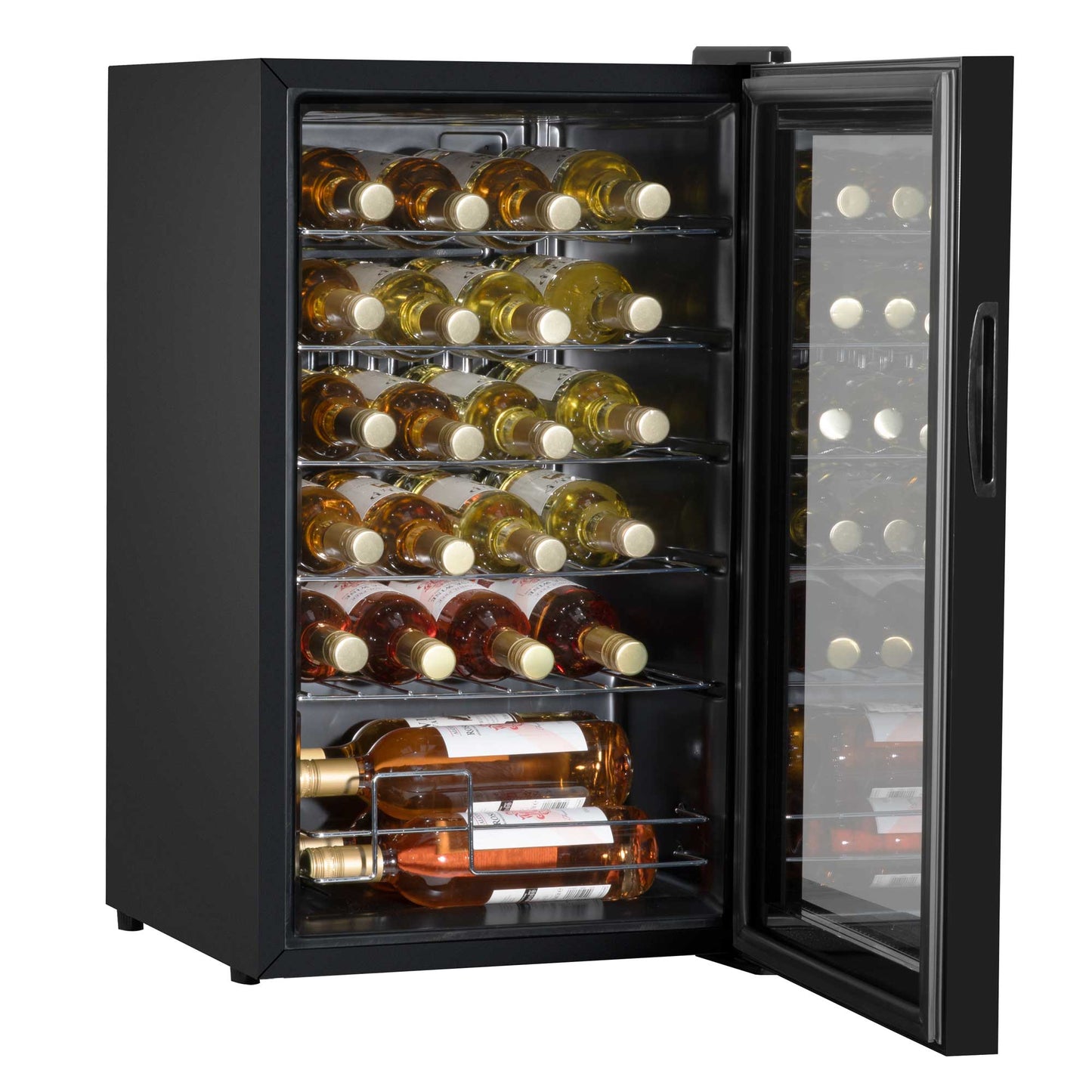 Baridi 24 Bottle Wine Cooler Fridge with Digital Touch Screen Controls & LED Light, Black - DH9
