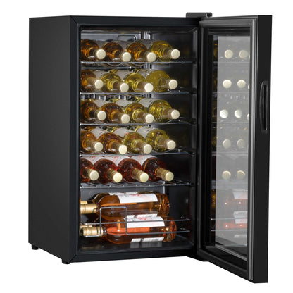 Baridi 24 Bottle Wine Cooler Fridge with Digital Touch Screen Controls & LED Light, Black - DH9