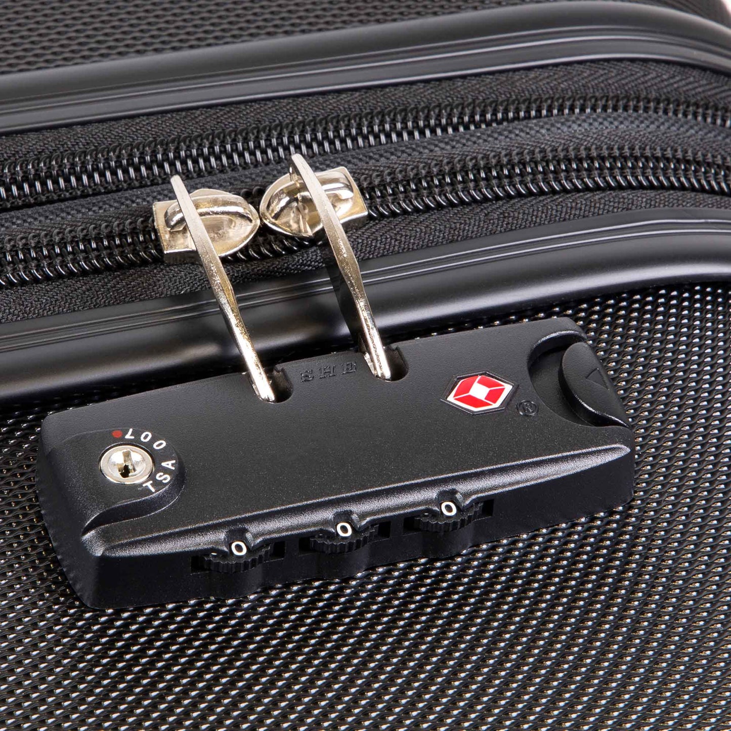 3 Piece Lightweight Luggage Suitcase Trolley Set, ABS, TSA Lock - Black - DL11