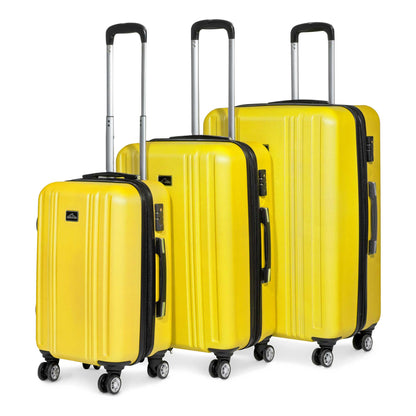 3-Piece Lightweight Luggage Suitcase Trolley Set ABS TSA Lock - Yellow - DL124