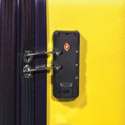 3-Piece Lightweight Luggage Suitcase Trolley Set ABS TSA Lock - Yellow - DL124