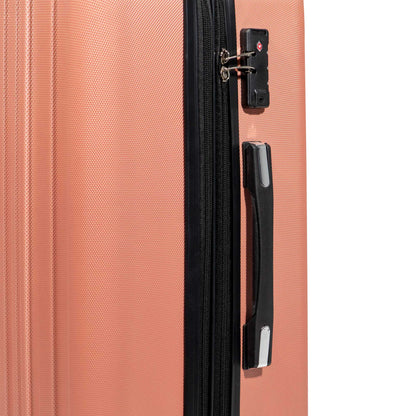 3 Piece Lightweight Luggage Suitcase Trolley Set ABS TSA Lock - Rose Gold - DL125
