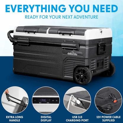 Portable Fridge Freezer/Cool Box 75L with 11.1V Battery & AC/DC 230V Adaptor - DL172