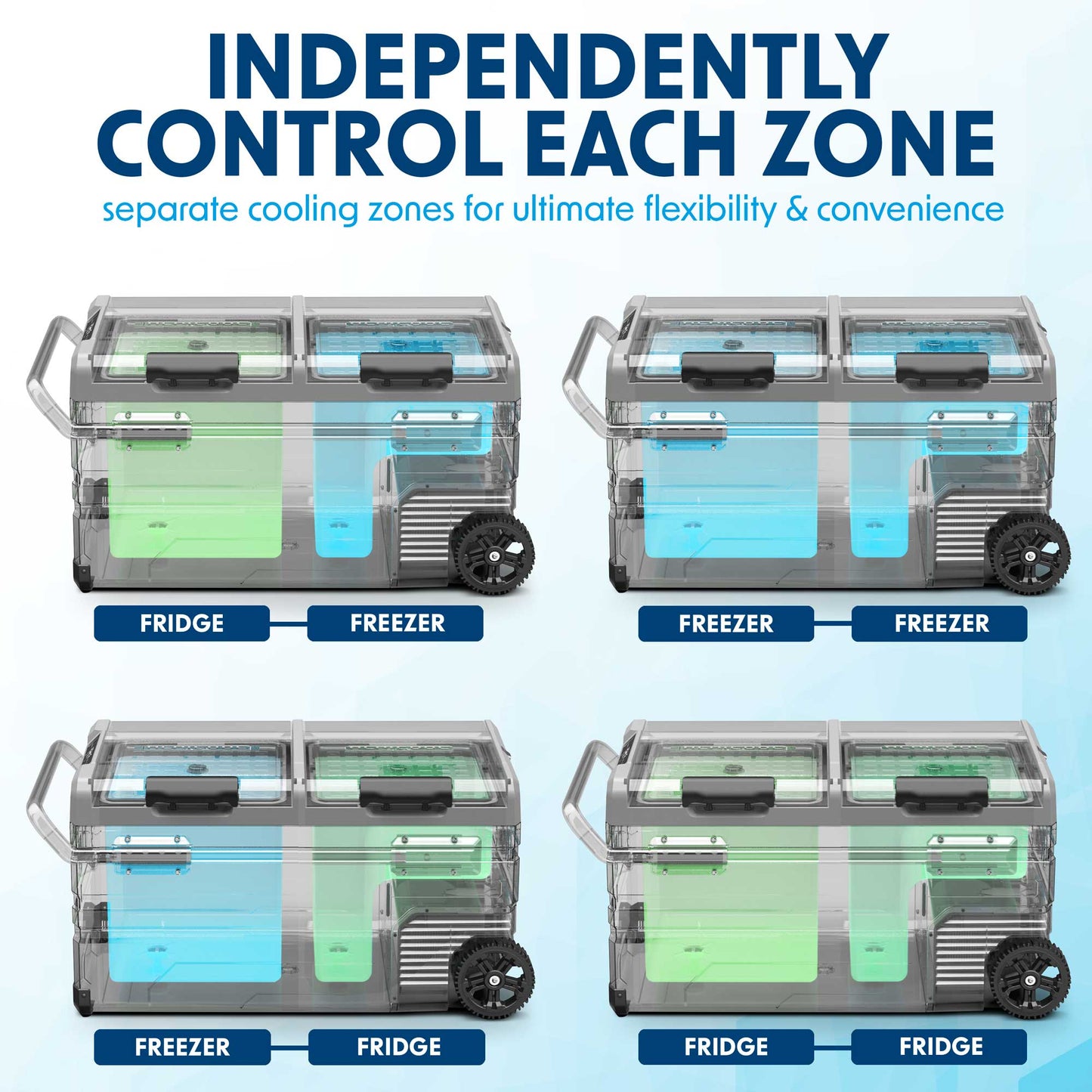 75L Portable Car Fridge, Freezer, 12/24V Dual Zone Compressor - DL127