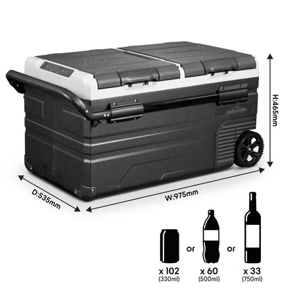 75L Portable Car Fridge, Freezer, 12/24V Dual Zone Compressor - DL127