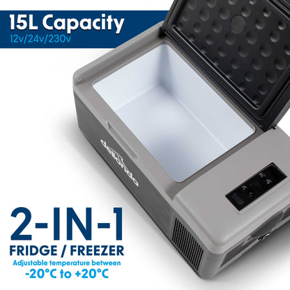 15L Portable Car Fridge, Freezer, Cool Box, 12/24V Compressor - DL12