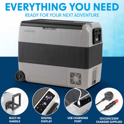 60L Portable Car Fridge, Freezer, 12/24/230V Dual Zone Compressor - DL133