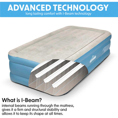 Single High-Raised Air Bed with Built-In Electric Pump & Carry Bag - DL146