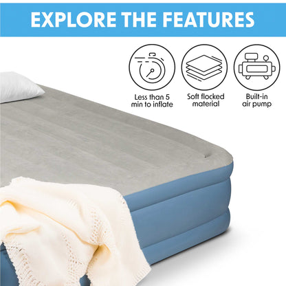 Queen Size High-Raised Air Bed with Built-In Electric Pump & Carry Bag - DL147