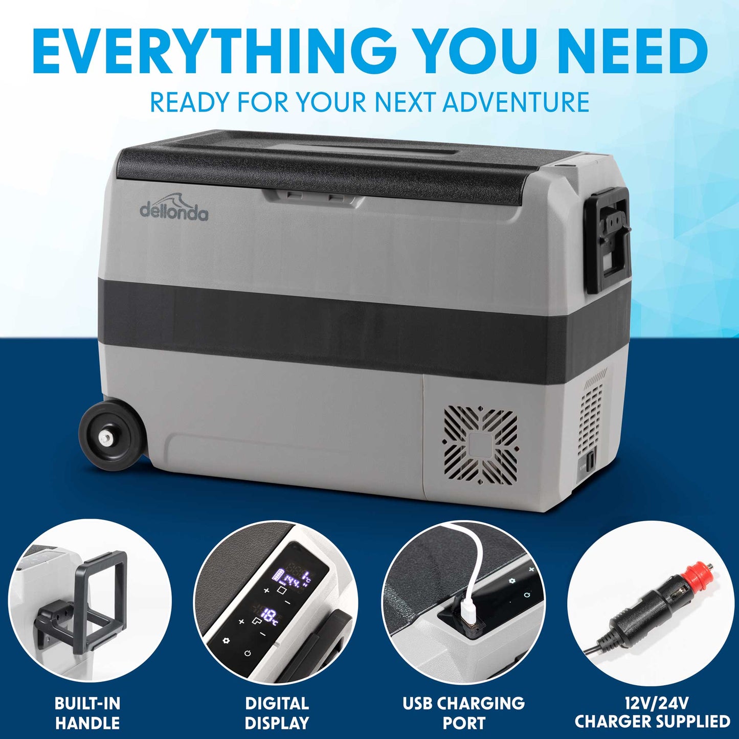 50L Portable Car Fridge, Freezer, 12/24V Dual Zone Compressor - DL14