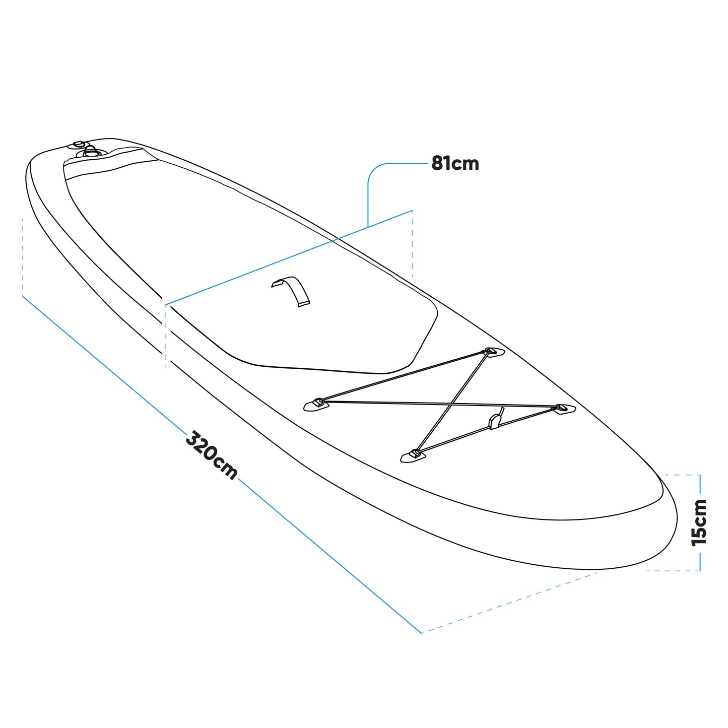 Inflatable Stand Up Paddle Board, SUP, Light Blue/White, 10'6", Leash, Pump, Carry Bag, DL152