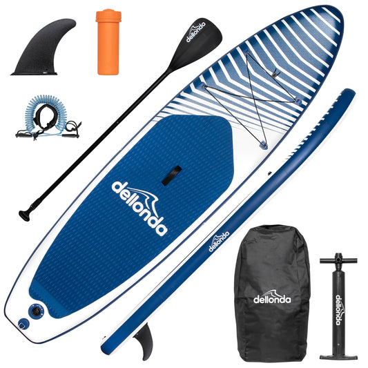 Inflatable Stand Up Paddle Board, SUP, Blue/White, 10'2", Leash, Pump, Carry Bag, DL153