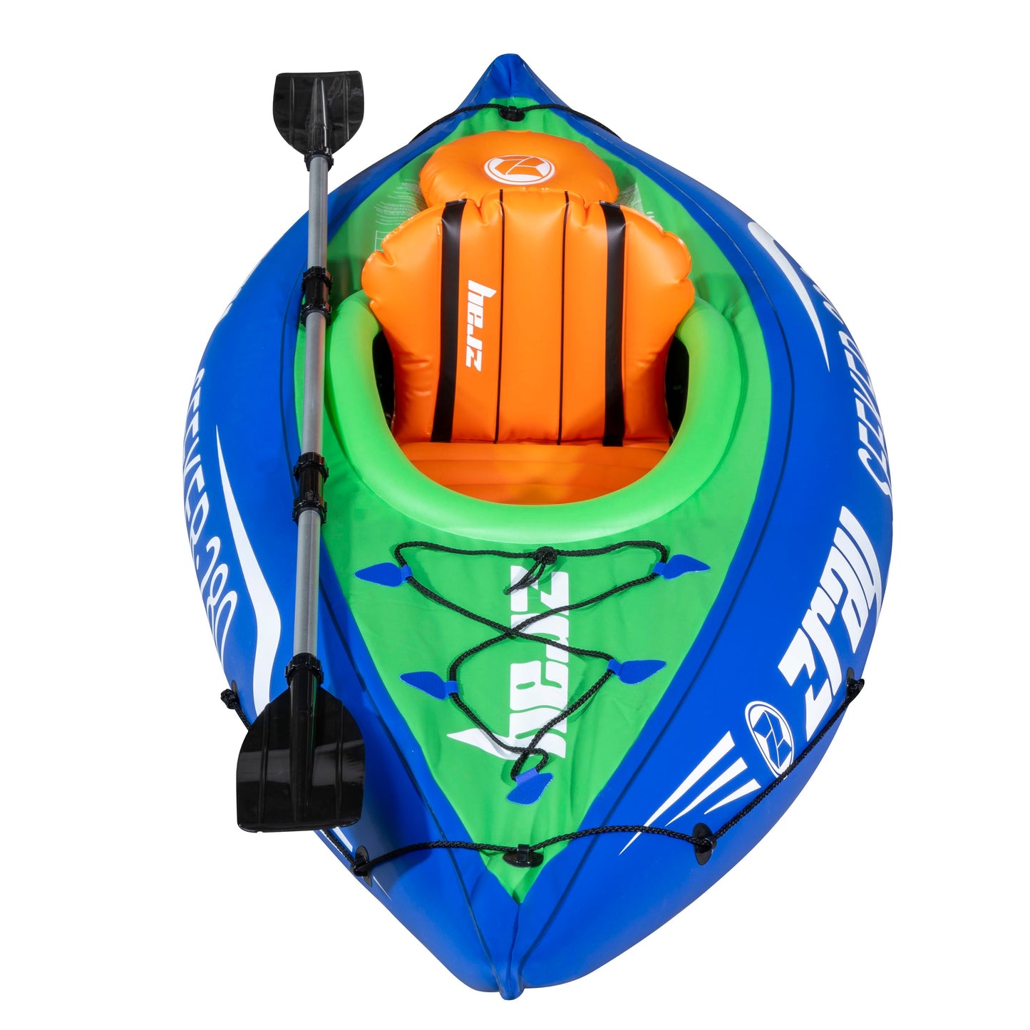 Inflatable One Person Kayak/Canoe Set, Blue/Green, Pump, Aluminium Paddle, DL154