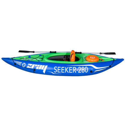 Inflatable One Person Kayak/Canoe Set, Blue/Green, Pump, Aluminium Paddle, DL154