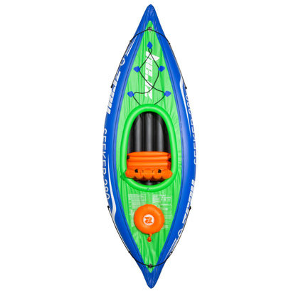 Inflatable One Person Kayak/Canoe Set, Blue/Green, Pump, Aluminium Paddle, DL154