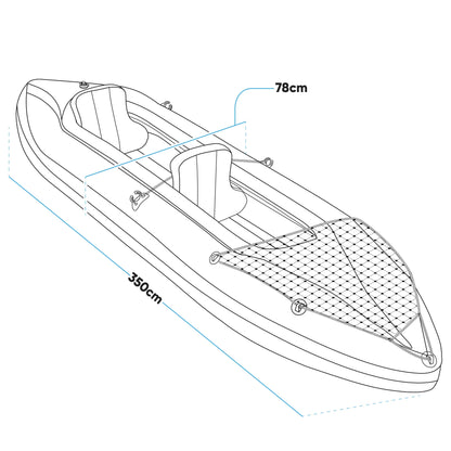 Inflatable Two Person Kayak/Canoe Set, Blue/Yellow/White, Pump, Carry Bag, 2 x Aluminium Paddles, DL155