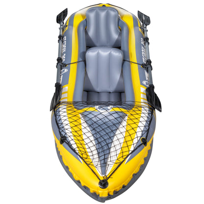 Inflatable Two Person Kayak/Canoe Set, Blue/Yellow/White, Pump, Carry Bag, 2 x Aluminium Paddles, DL155