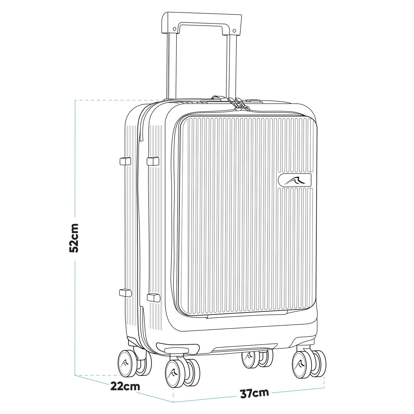 Dellonda 20" Cabin Size Luggage with Laptop Compartments, Dual TSA Lock, USB & 4 360° Wheels - DL157