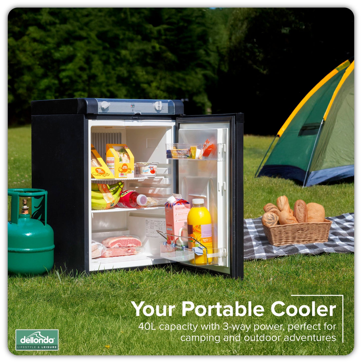 3 Way Fridge, Gas/12V/230V, 40L, for Camping, Motorhome, Truck - Black - DL158