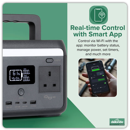 Portable Power Station, 300W, 204Wh, LiFePO4 Battery, 230V - DL160