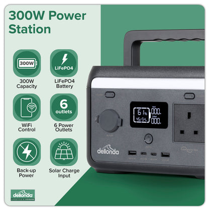 Portable Power Station, 300W, 204Wh, LiFePO4 Battery, 230V - DL160