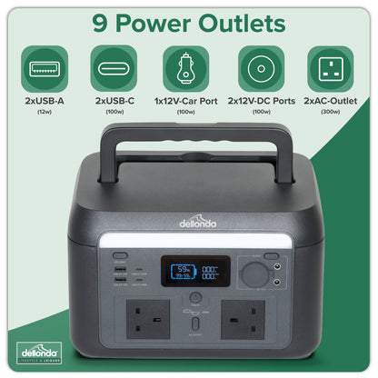 600W Portable Power Station, 512Wh, with 110W Foldable Solar Panel – DL179